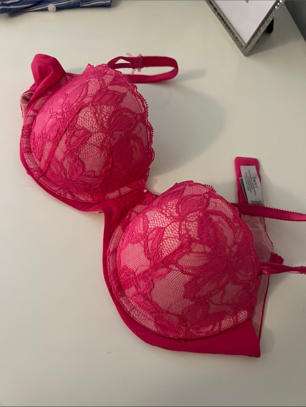 2/$7 Victoria Secret hot pink balconet push-up bra 34C